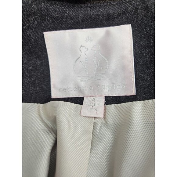 Rebecca Taylor Wool Duster Coat Womens 4 Long Brown Jacket Lace Tie Front - Picture 7 of 10